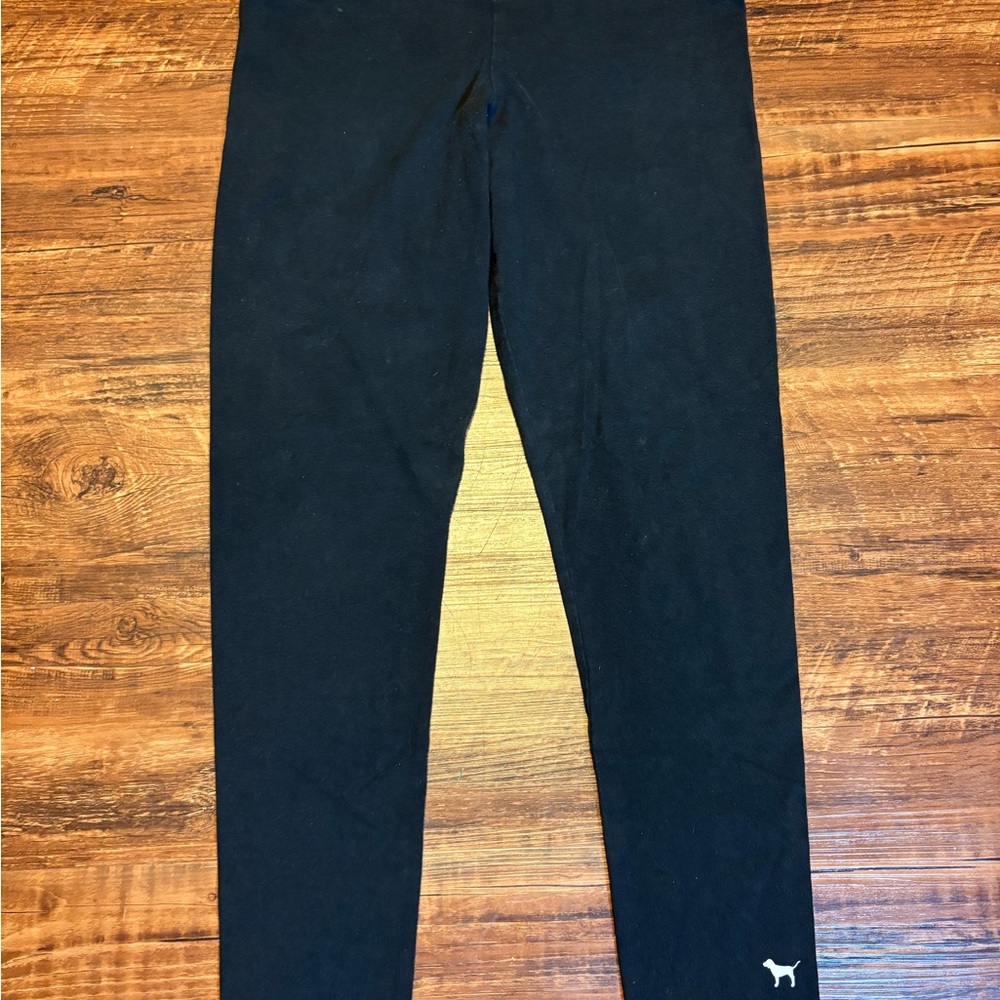PINK Victorias Secret Iridescent Rhinestone Black Yoga Leggings Large